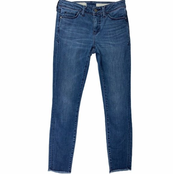 Pilcro and the Letterpress Skinny Script Jeans Womens Size 26 Med Wash Raw Hem - Picture 12 of 12